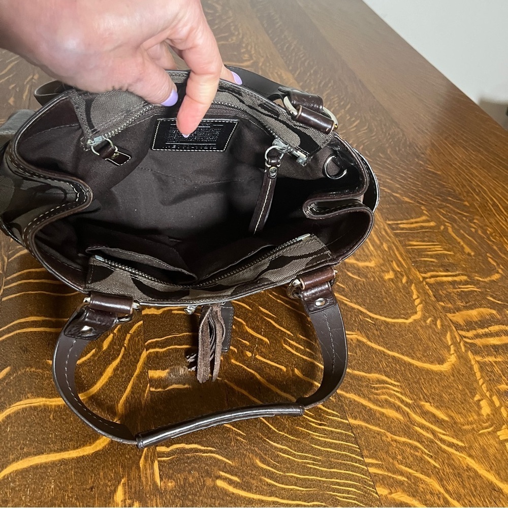 Coach Chocolate Brown Hampton Satchel with Python Snake Print Accent - Picture 13 of 14
